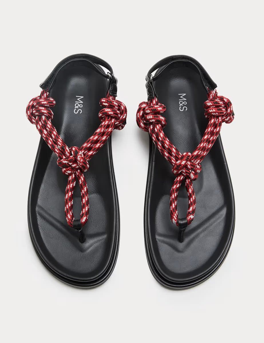 Marks & Spencer M&S Hiking-Inspired Sandals with Rope Detail in Black Mix