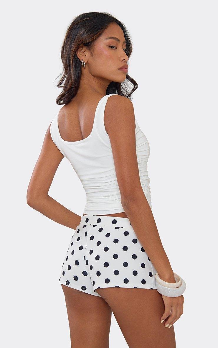EGO Low Waist Hot Pants In White Polka Dot, Women's Size UK 6 - 2