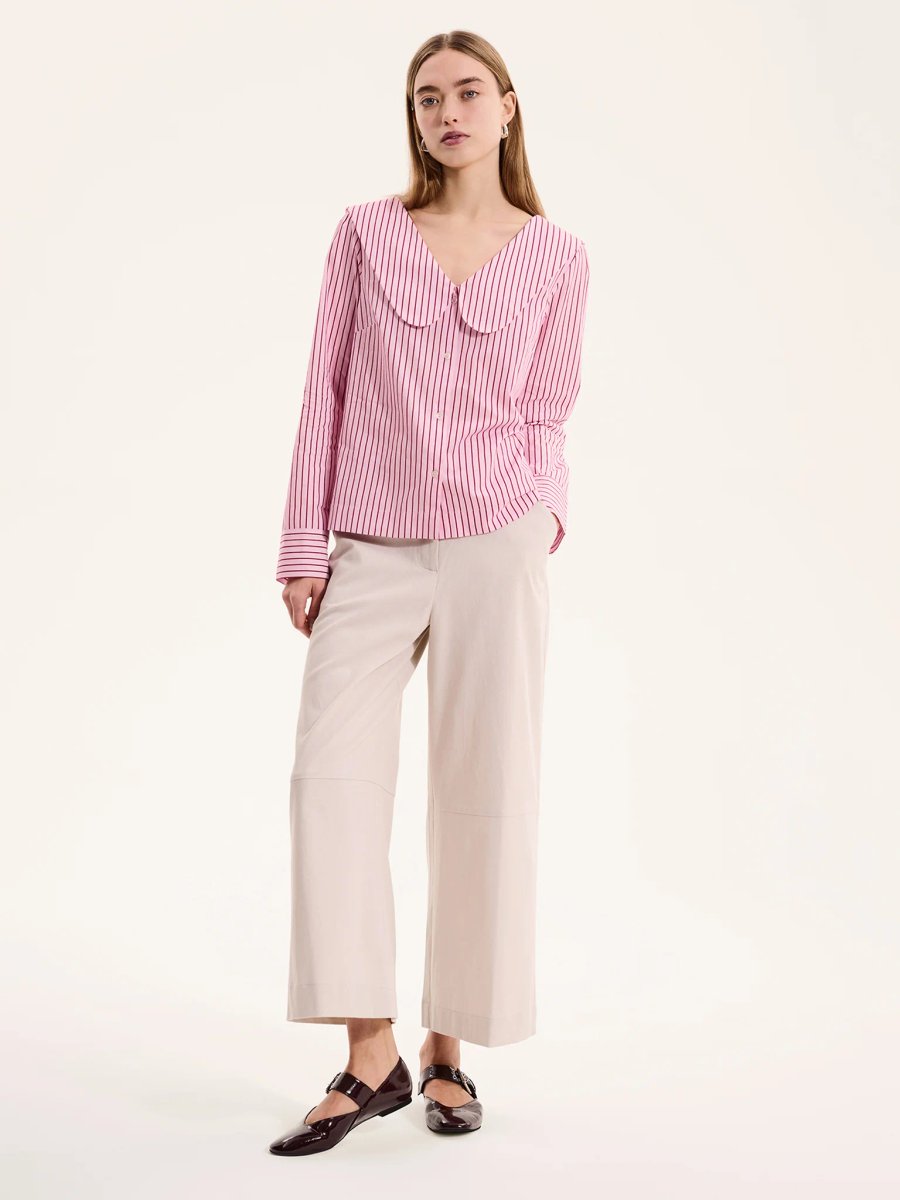 OMNES Caitlin Oversized Collar Blouse in Pink - 1