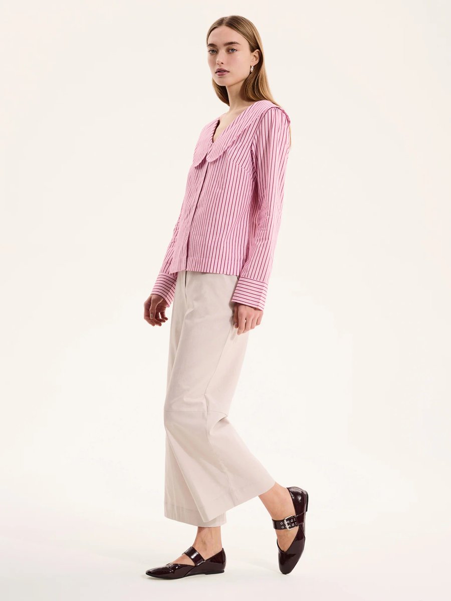 OMNES Caitlin Oversized Collar Blouse in Pink - 3