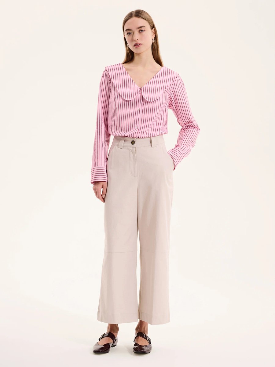 OMNES Caitlin Oversized Collar Blouse in Pink - 4