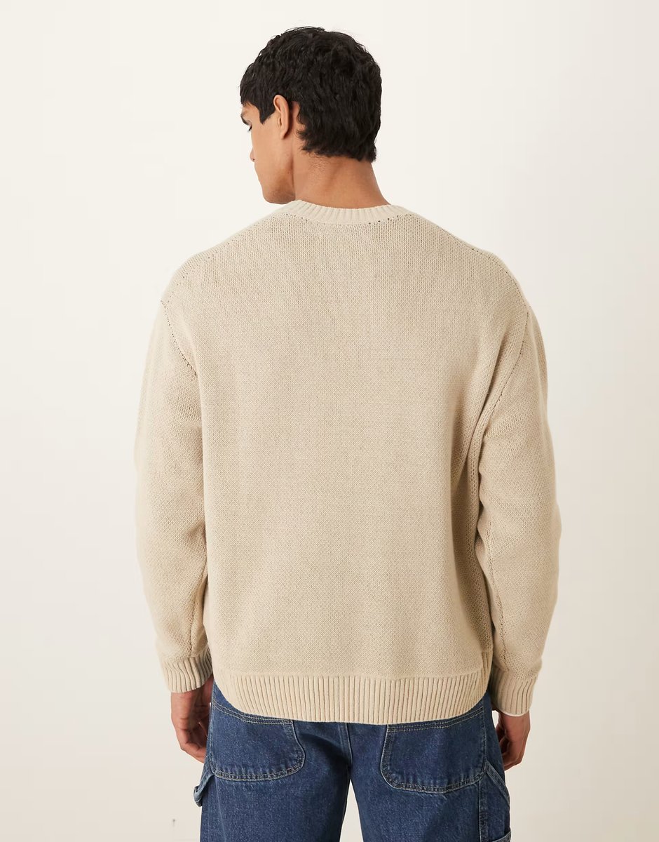 ASOS Abercrombie & Fitch countryside graphic jumper in cream - 3