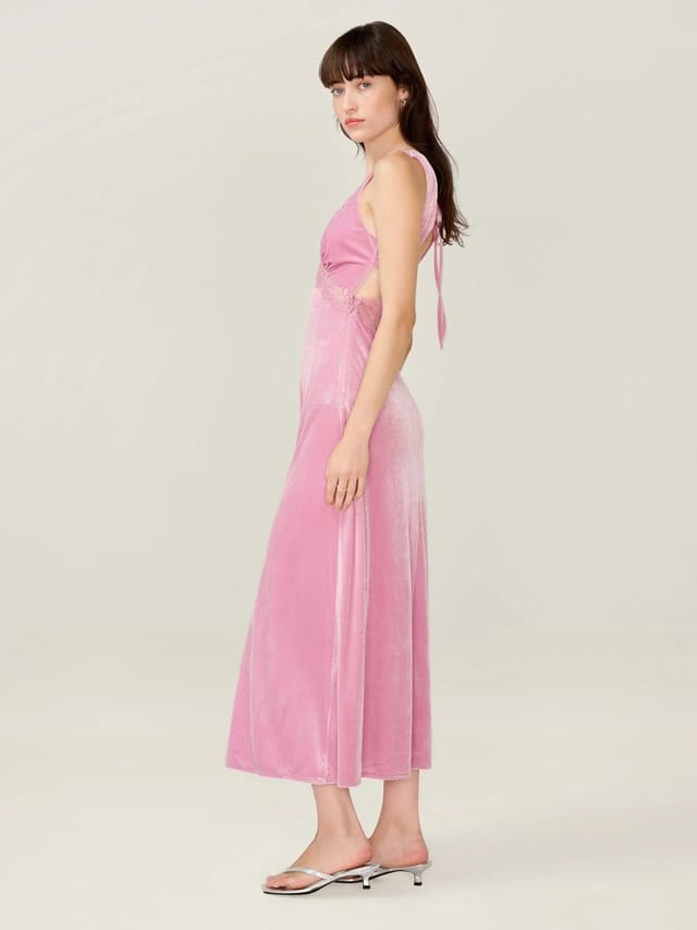 OMNES Aurelia Velvet Dress in Vintage Pink - 3