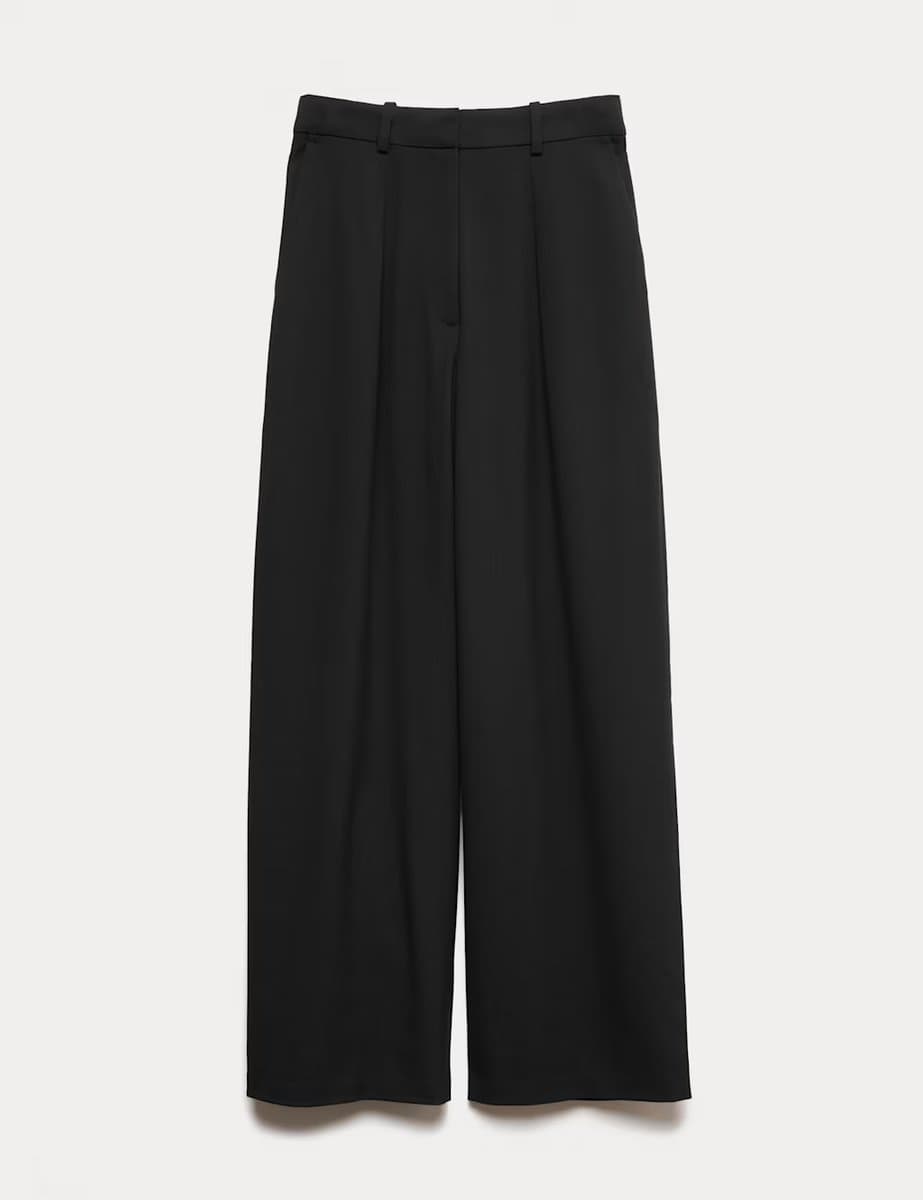 Marks & Spencer M&S Elegant Barrel Leg Trousers in Black