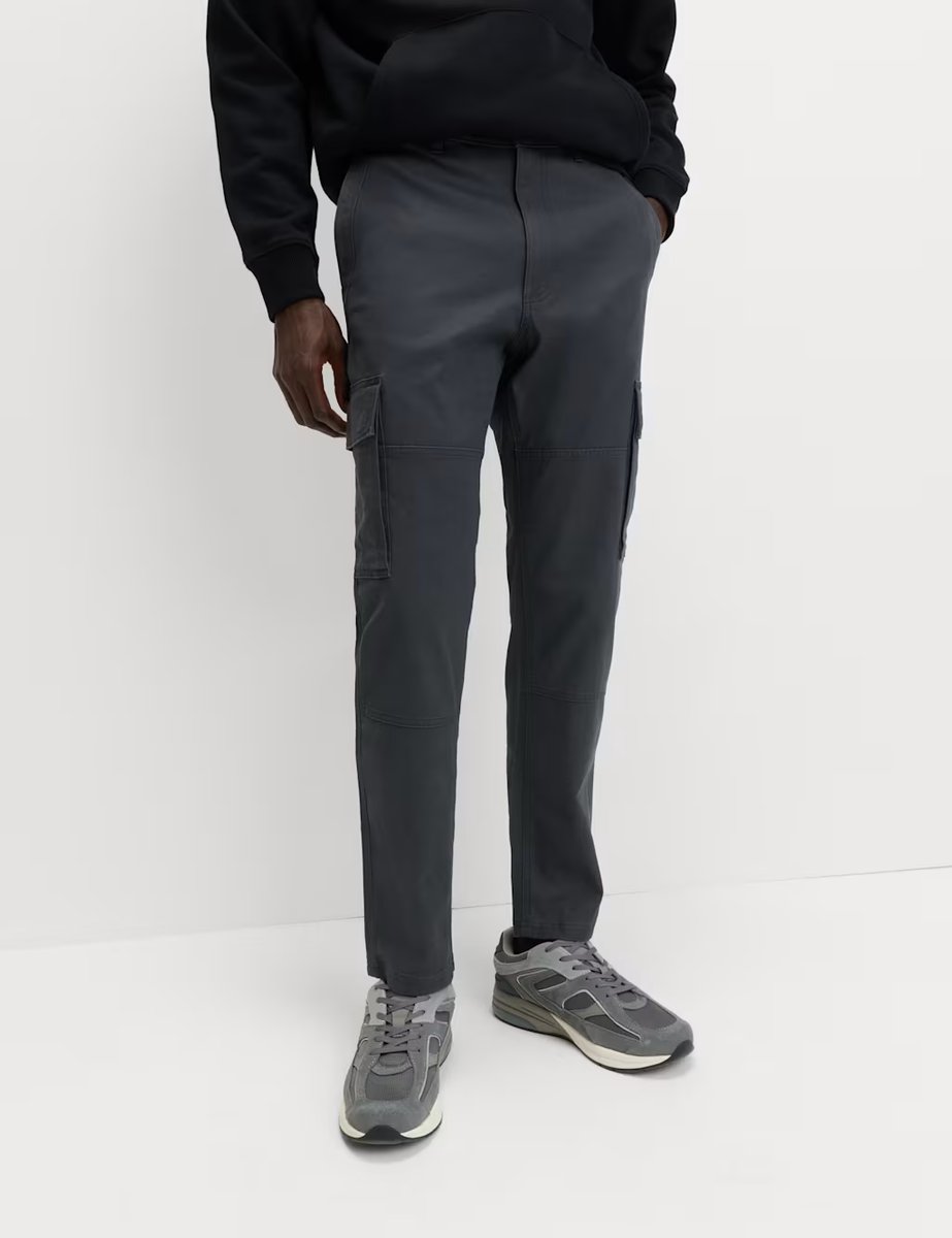 Marks & Spencer M&S Tapered Fit Stretch Cargo Trousers Dark Pewter - 2