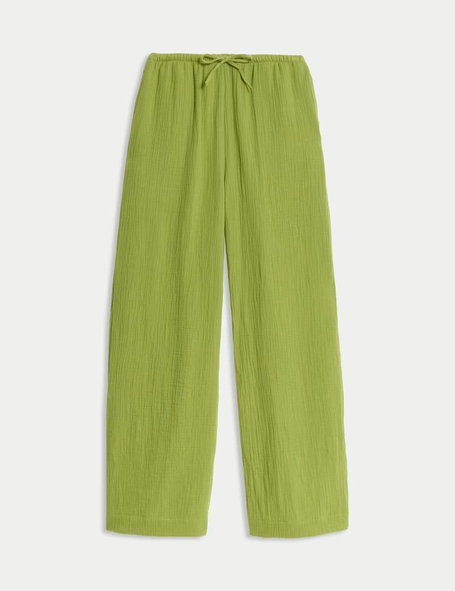 Marks & Spencer M&S Pure Cotton Beach Trousers Antique Green