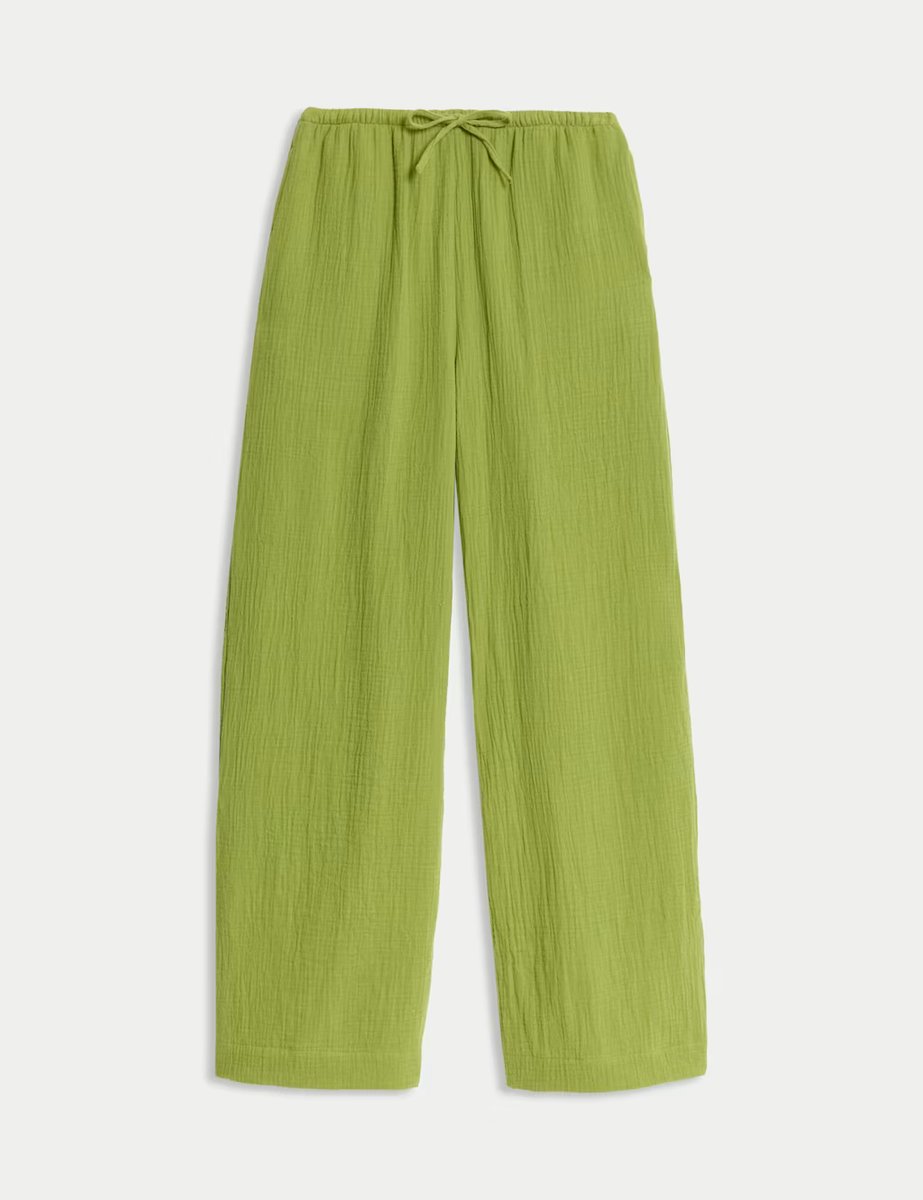 Marks & Spencer M&S Pure Cotton Beach Trousers Antique Green - 2