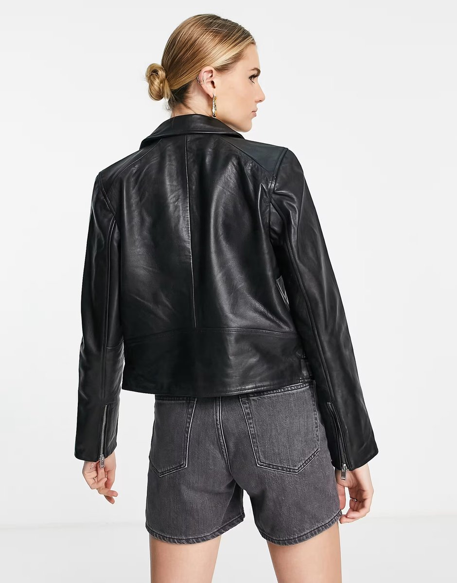 ASOS Selected Femme leather jacket in black - 2