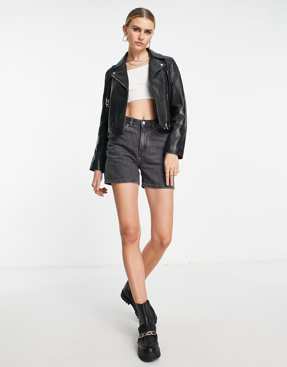 ASOS Selected Femme leather jacket in black - 4