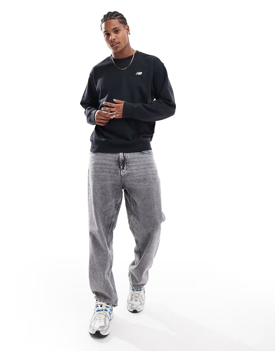 ASOS New Balance Sport essentials french terry crew sweatshirt in black - 4