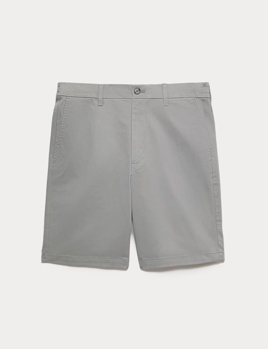 Marks & Spencer M&S Ash Grey Stretch Chino Shorts in Regular Fit
