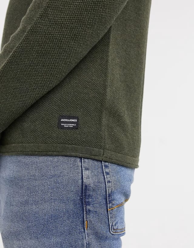 ASOS Jack & Jones Essentials jumper with raglan sleeve khaki - 3