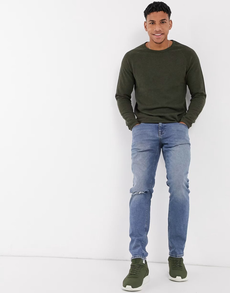 ASOS Jack & Jones Essentials jumper with raglan sleeve khaki - 4