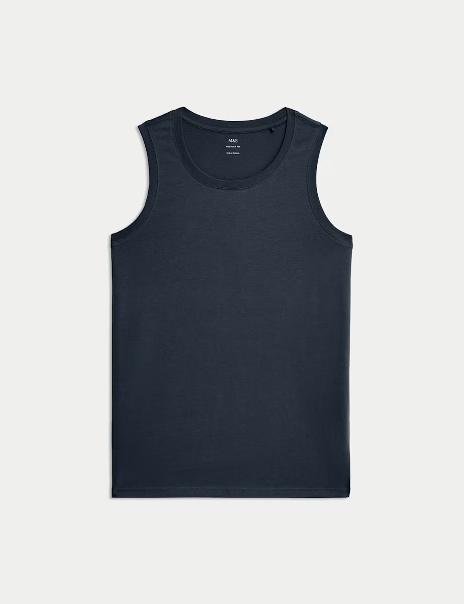 Marks & Spencer M&S Pure Cotton Tank Top Dark Navy - 2