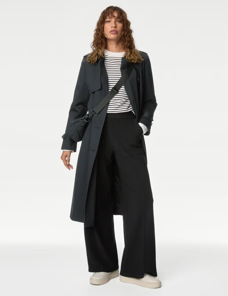 Marks & Spencer M&S Jersey Crepe Wide Leg Trousers Black