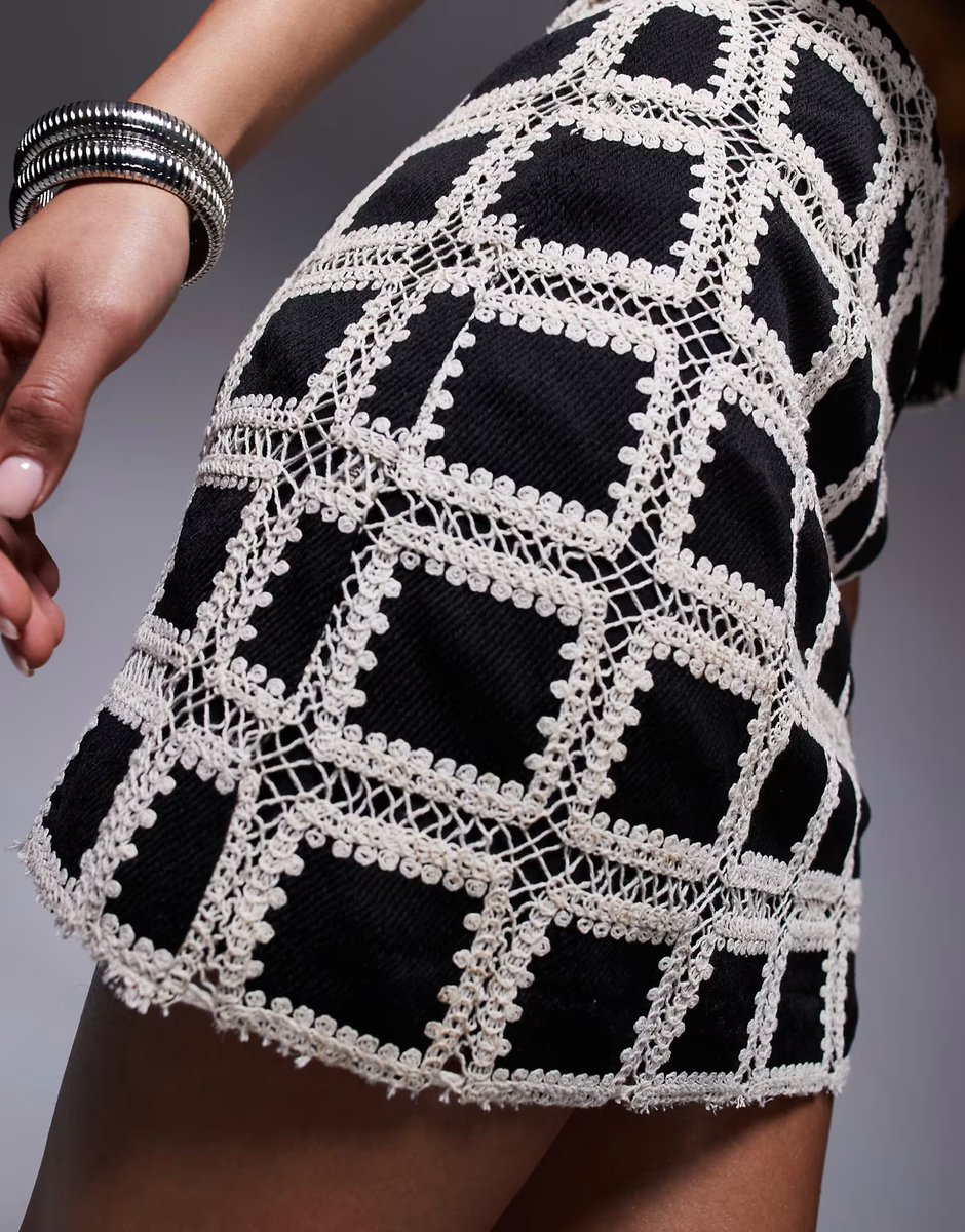 ASOS River Island crochet shorts co-ord in black - 4