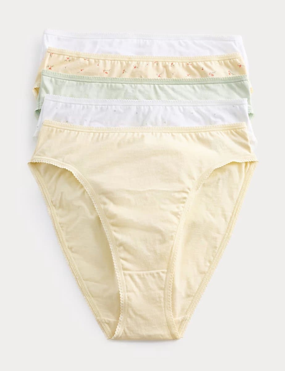 Marks & Spencer M&S 5pk Pure Cotton High Leg Knickers Orange Mix