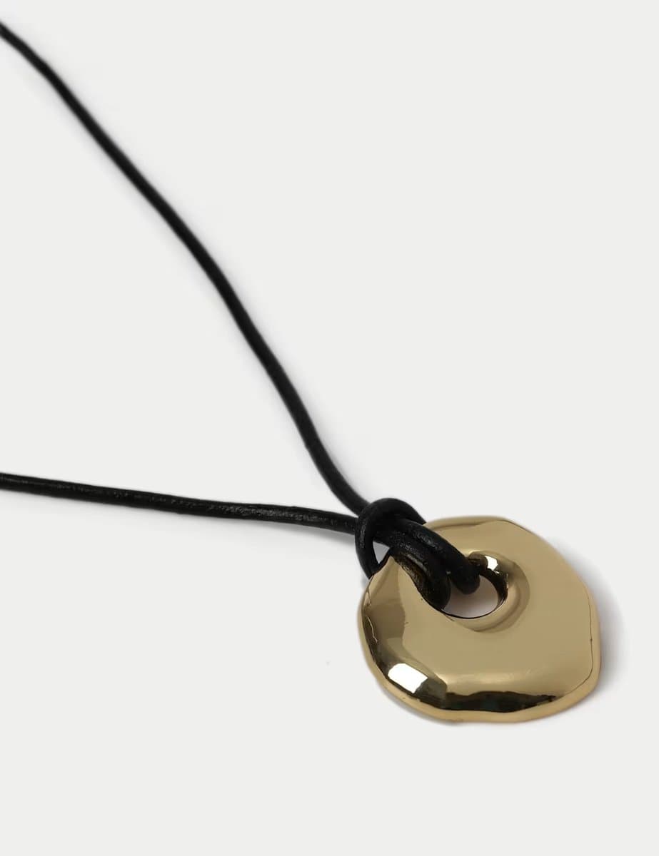Marks & Spencer M&S Gold Plated Leather Long Pendant