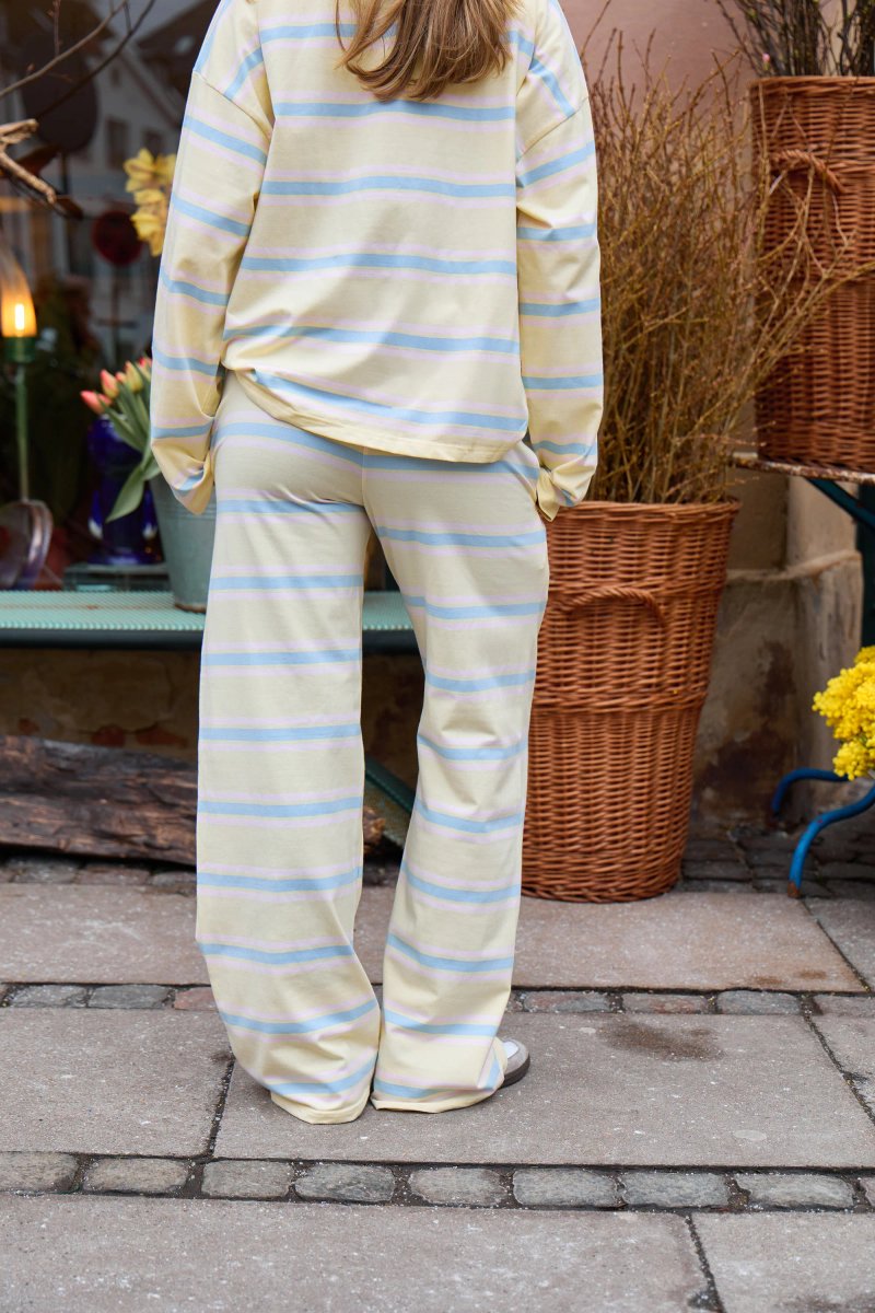 Kaiia Kaiia Striped Wide Leg Trousers Soft Yellow & Blue - 4