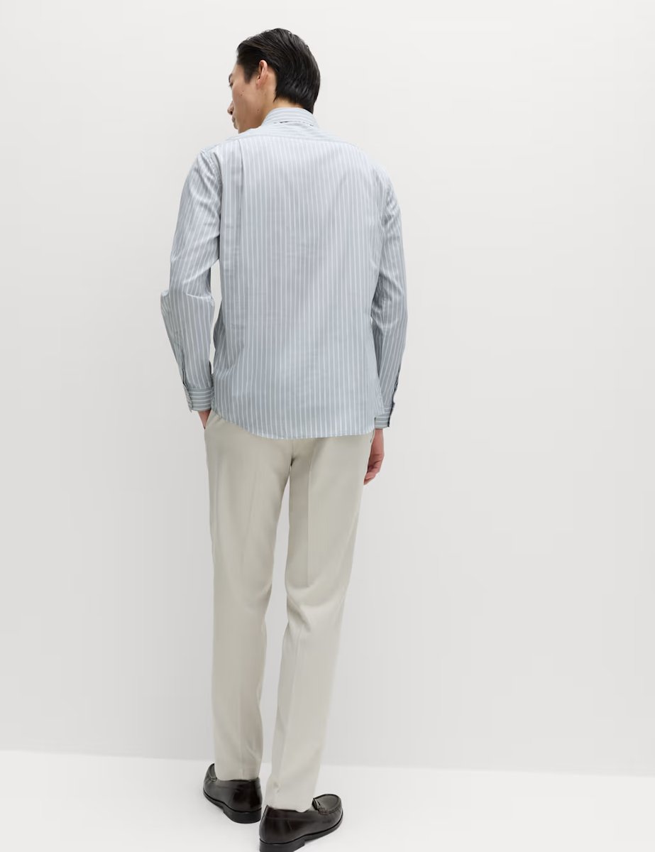 Marks & Spencer M&S Regular Fit Pure Cotton Striped Shirt Green Mix - 3