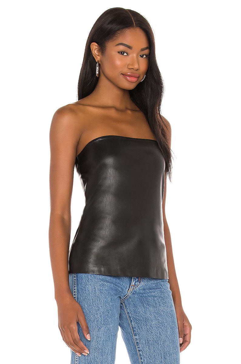 revolve Faux Leather Tube Top - 2