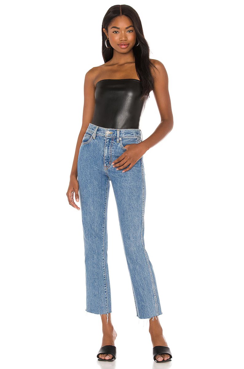 revolve Faux Leather Tube Top - 4