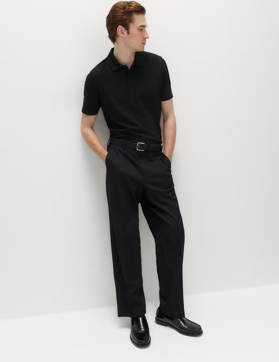 Marks & Spencer M&S Pure Cotton Jersey Polo Shirt Black - 4