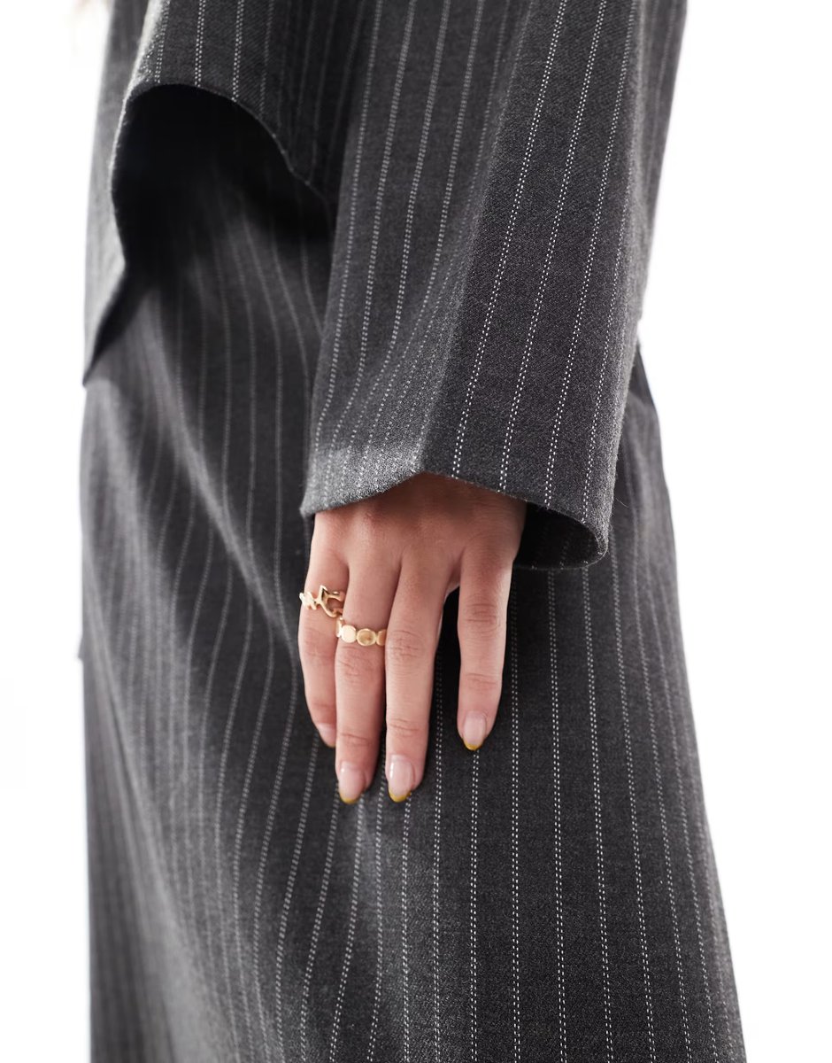 ASOS Object long sleeved top co-ord in grey pinstripe - 3