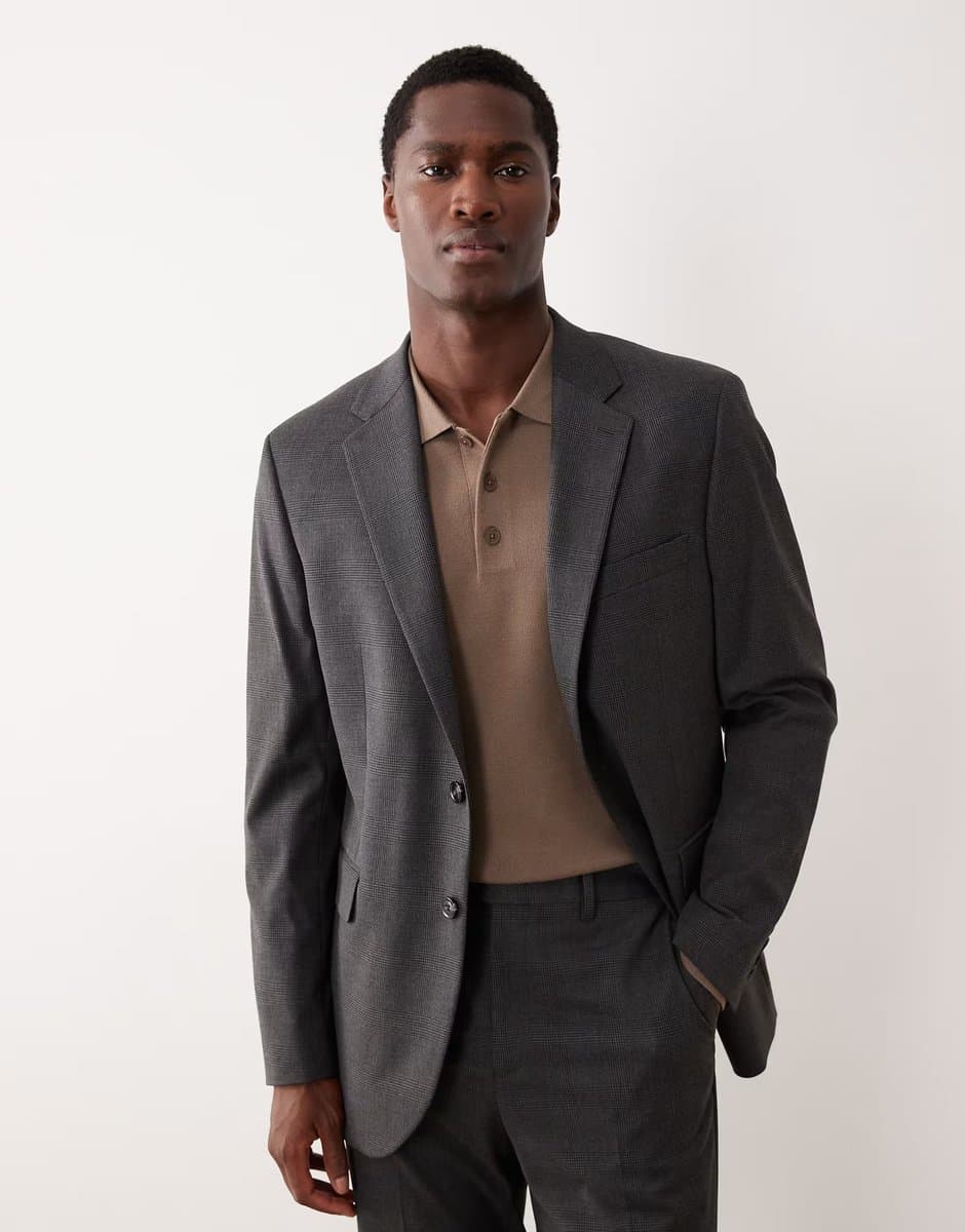 ASOS Mango Milan slim fit tailored blazer co-ord in charcoal