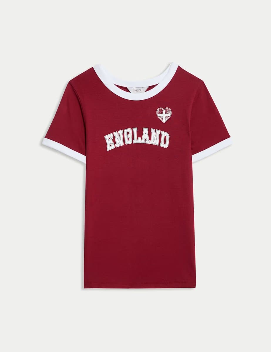 Marks & Spencer M&S Pure Cotton England Slim Fit Ringer Tee Multi