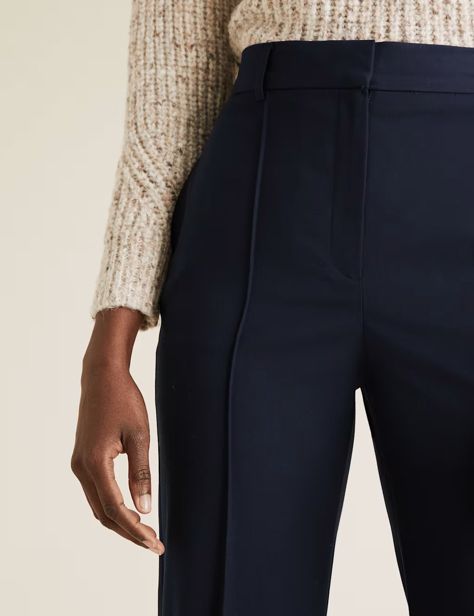 Marks & Spencer M&S Straight Leg High Waisted Trousers Dark Ochre - 2