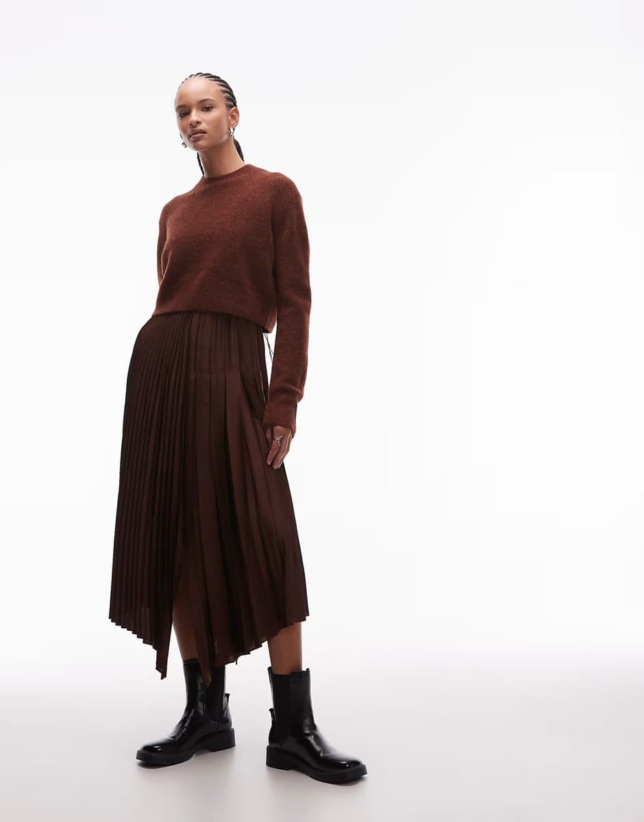 ASOS Allsaints jax 2 in 1 dress in chestnut brown