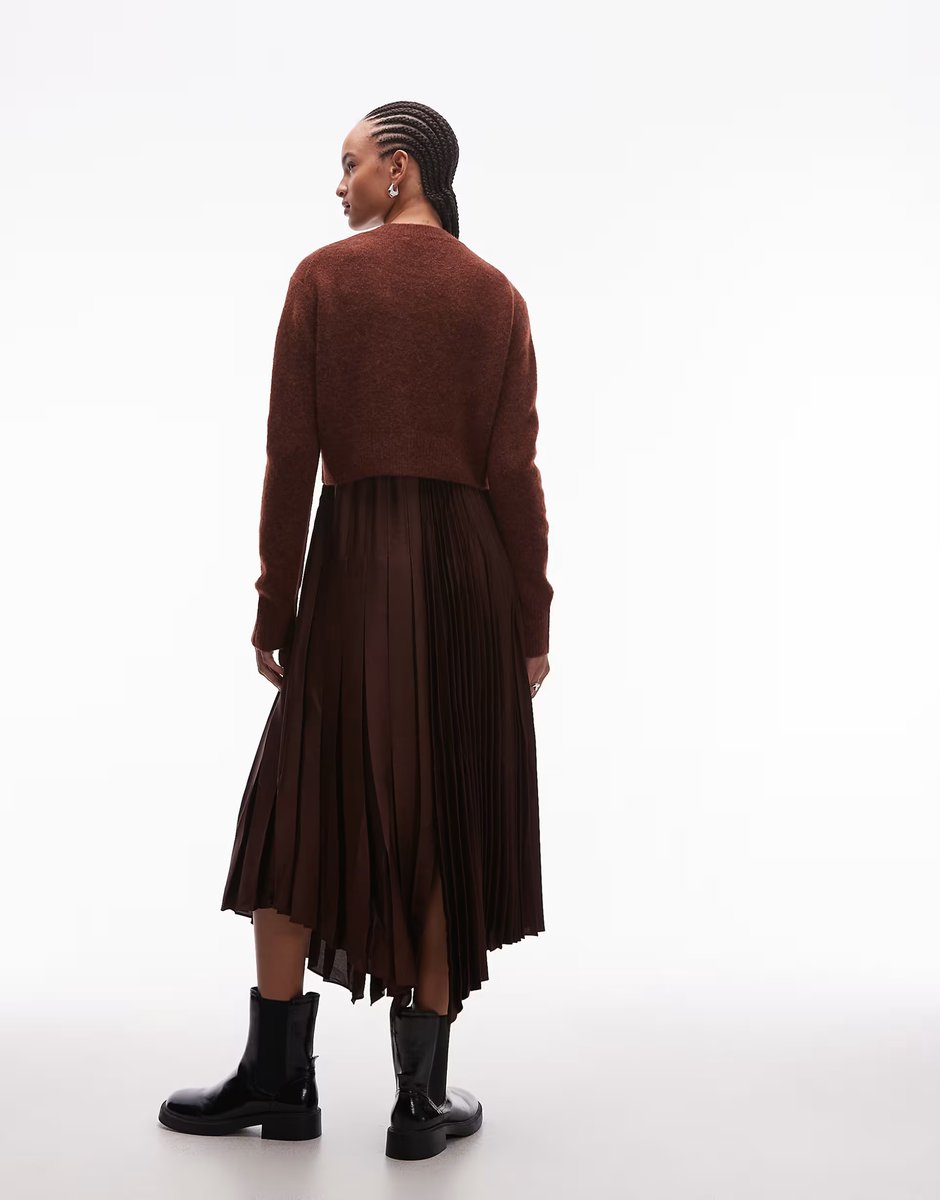 ASOS Allsaints jax 2 in 1 dress in chestnut brown - 3