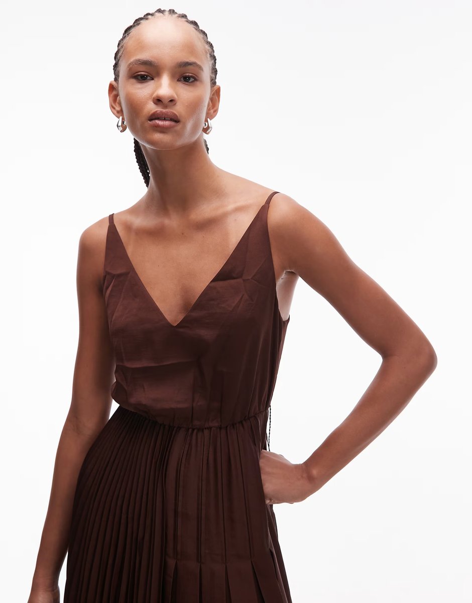 ASOS Allsaints jax 2 in 1 dress in chestnut brown - 4