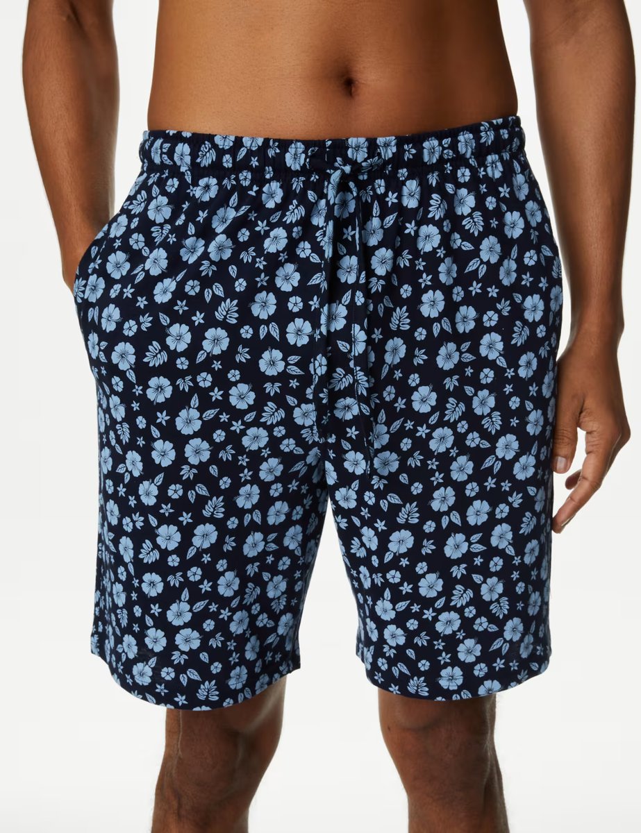 Marks & Spencer M&S Pure Cotton Pyjama Set Blue Mix - 4