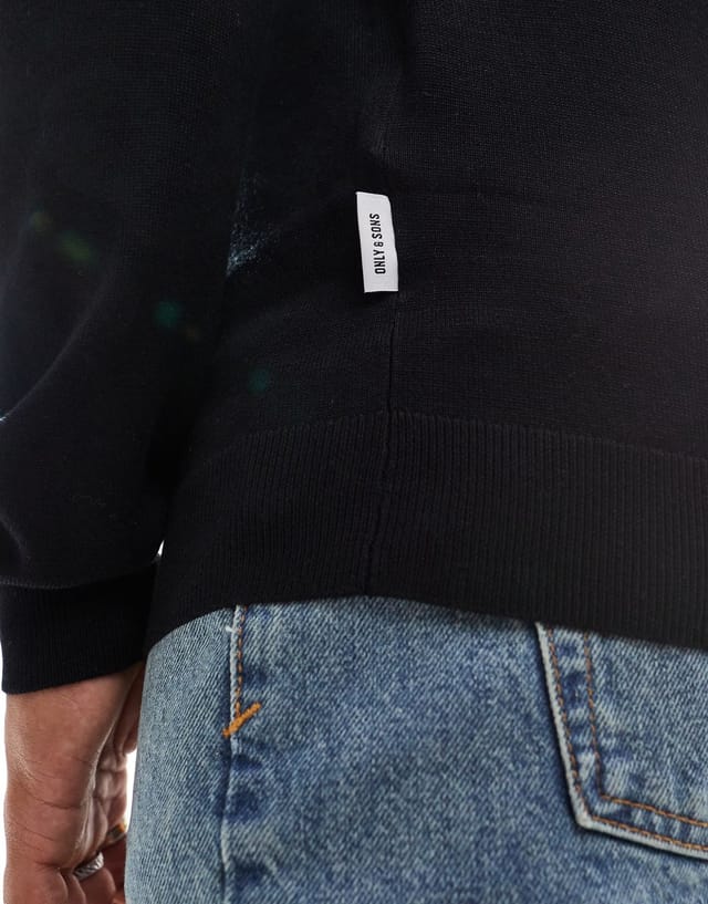 ASOS ONLY & SONS crew neck jumper in black - 2