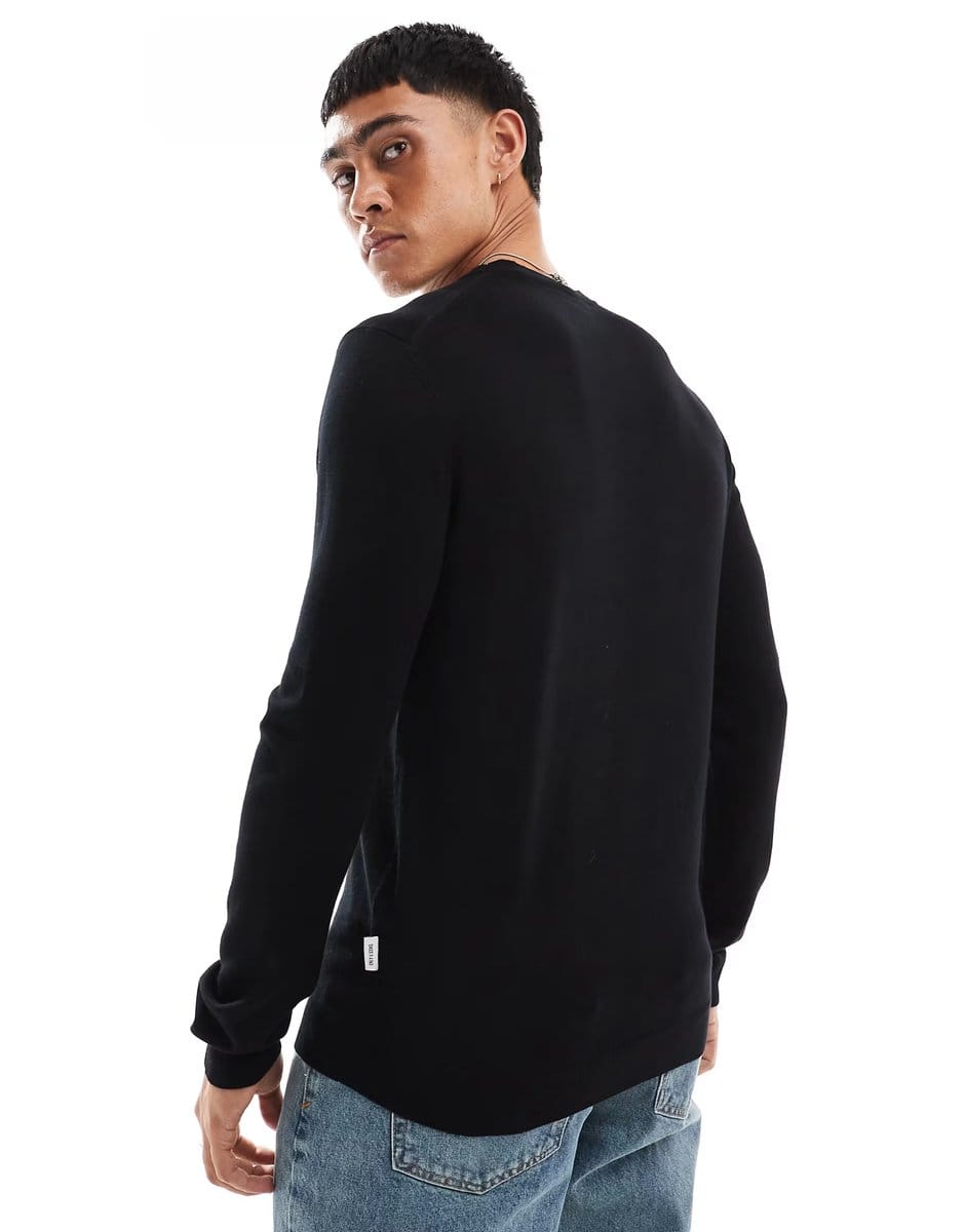 ASOS ONLY & SONS crew neck jumper in black - 4