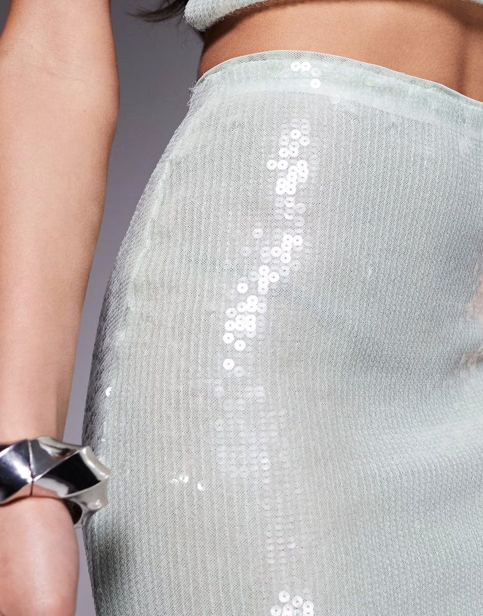 ASOS ASOS DESIGN co-ord sequin mini skirt in mint - 4