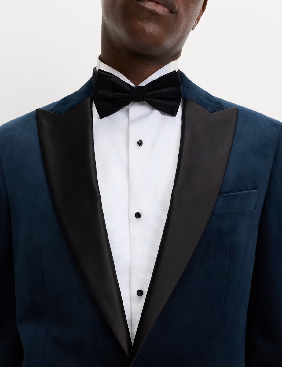 Marks & Spencer M&S Tailored Fit Velvet Tuxedo Jacket Navy - 2