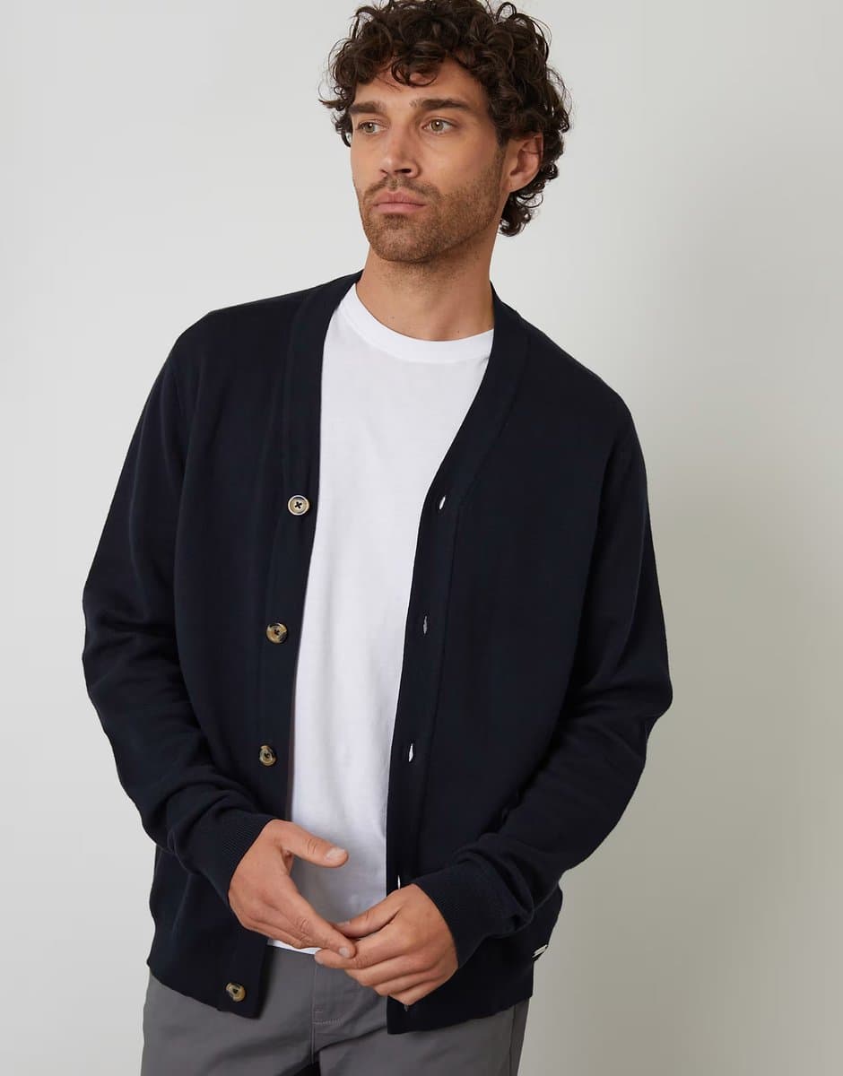 ASOS Threadbare Cotton blend knitted cardigan in navy
