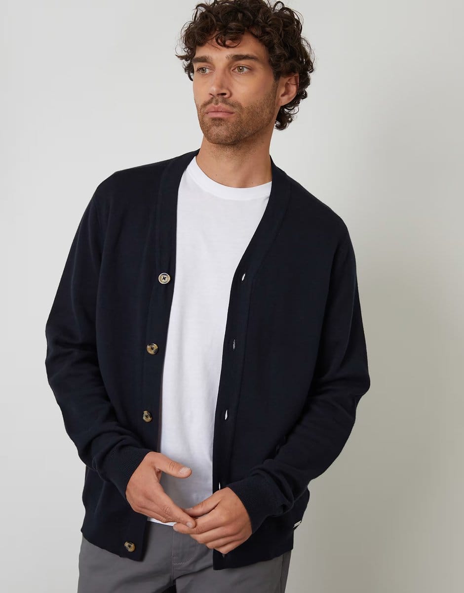 ASOS Threadbare Cotton blend knitted cardigan in navy - 1