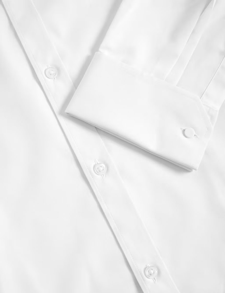 Marks & Spencer M&S Slim Fit Cotton Blend Double Cuff Shirt White - 2