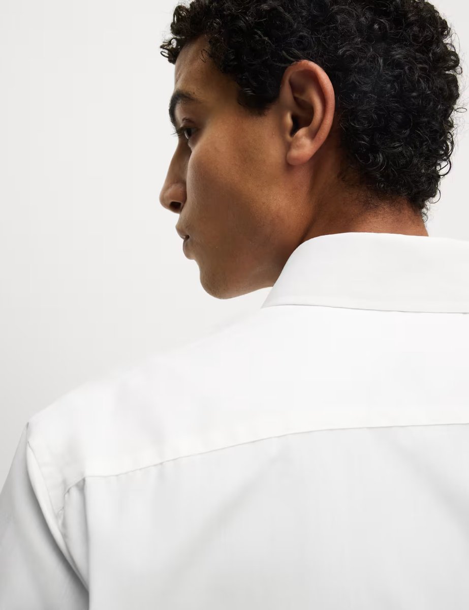 Marks & Spencer M&S Slim Fit Cotton Blend Double Cuff Shirt White - 3