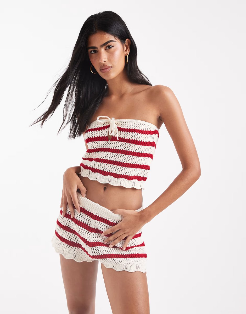 ASOS Miss Selfridge knitted stripe crochet co ord - 2