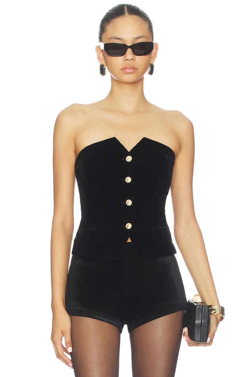 revolve Revolve Strapless Velvet Top in Black