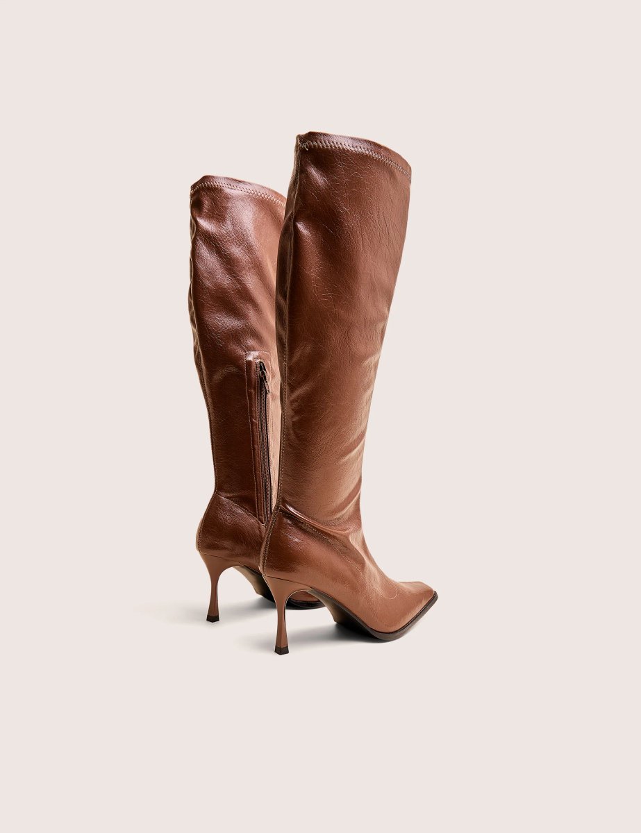 Public Desire Scorpion Chocolate Mid Heel Sock Knee High Boots - 3