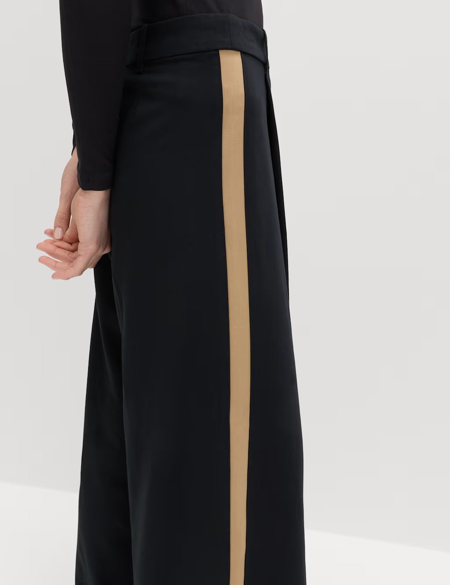 Marks & Spencer M&S Side Stripe Wide Leg Trousers Black Mix - 3