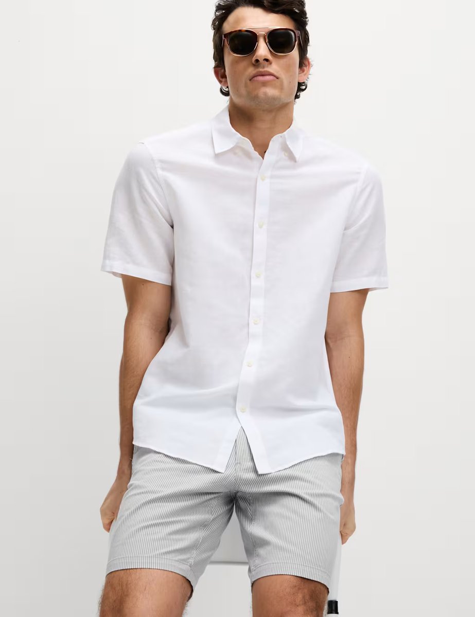 Marks & Spencer M&S Half-Elasticated Waist Chino Shorts Grey Mix - 3