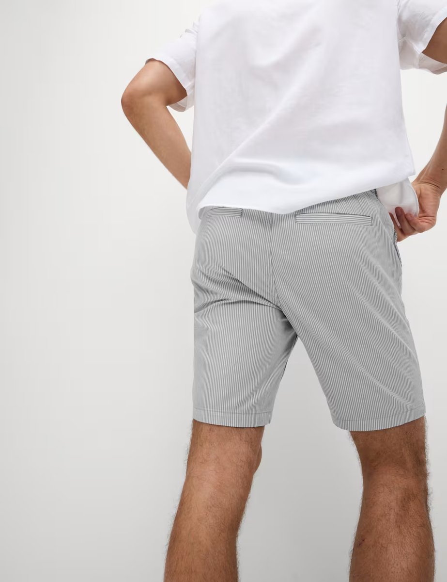 Marks & Spencer M&S Half-Elasticated Waist Chino Shorts Grey Mix - 4