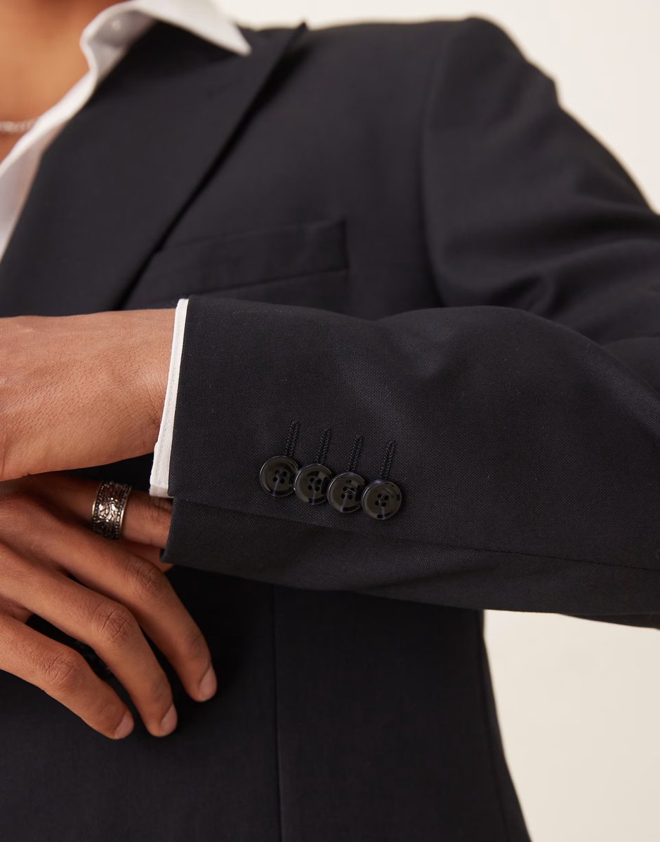 ASOS Mango double breasted slim fit suit in navy co-ord - 3